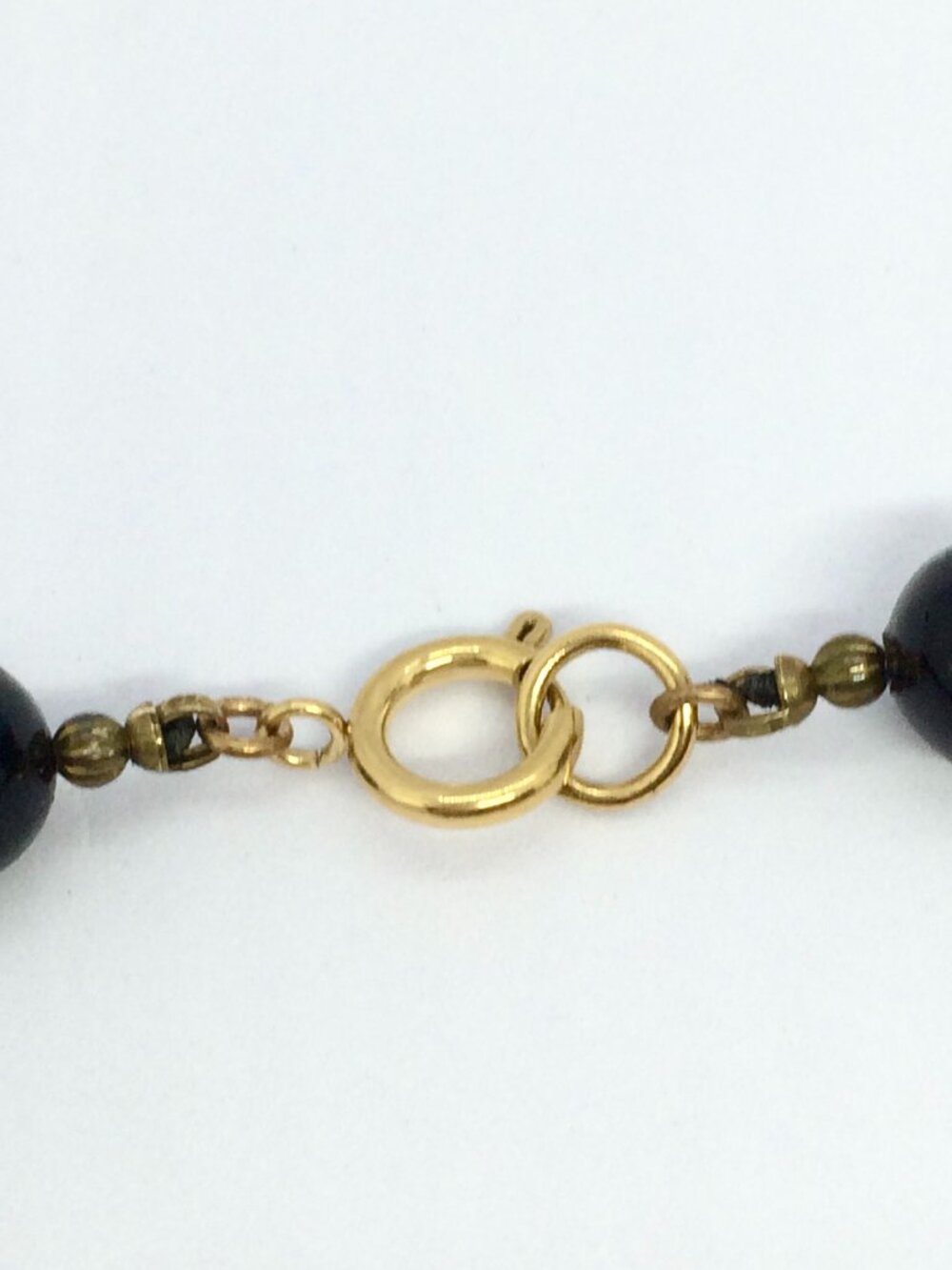VINTAGE CLOISONNE NECKLACE Black Bead Floral Pendant Gold Tone Statement 22in - Picture 14 of 16